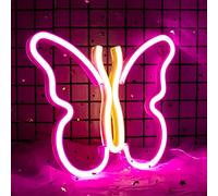 Luce Notturna Al Neon, Insegna Al Neon LED Luce Notturna Farfalla Neon Neon Batteria Alimentata USB Per Camera Dei Bambini, Soggiorno, Bar, Festa, Natale, Decorazione Di Nozze (Rosa/Giallo)