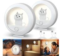 Luce Notturna Bambini - 2 Pezzi Lampada Notturna USB Ricaricabile LED, Luce Notturna con Sensore di Movimento con 3 Modalità (Auto/ON/OFF) per Parete, Camera da Letto, Armadio, Scale, Corridoio