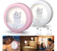 Luce Notturna Bambini - 2 Pezzi Lampada Notturna USB Ricaricabile LED, Luce Notturna con Sensore di Movimento con 3 Modalità (Auto/ON/OFF) per Parete, Camera da Letto, Armadio, Scale, Corridoio