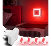 Luce Notturna Bambini 4 Pezzi, Luce Rossa Notturna Neonato, Luce Rossa da Presa per Camerette, Sensore Crepuscolare, ABS Materiale Ignifugo, Corridoio, Tromba Delle Scale Night Light (Rosso 4 Pezzi)