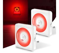 Luce Notturna Bambini da Presa, 2 Pezzi Luci Notturne con Sensore Movimento Modalità Sensore o Sempre Accesa Regolabile, Certificata CE per Interni da Letto, Soggiorno e Bagno (Rosso)