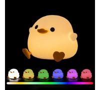 Luce Notturna Bambini, Lampada Anatra Bambini Carina LED, Sette Colori Regolabile Lampada Anatra in Silicone con 20 Minuti Timer, Controllo Touch, Portatile, USB Ricaricabile, per i Ragazzi, Ragazze