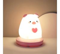 Luce Notturna Bambini, Maiale Lampada Notturna in Silicone per Bambino, Lucina Notte Ricaricabile USB con Controllo Touch per La Decorazione Della Stanza, Regali per Bambini, 3 Modalità di Luce