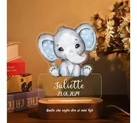 Luce Notturna Bambini Personalizzata - Lampada Personalizzata con Nome, Idee Regali Battesimo, Lampada per Camera Personalizzata, Regalo Battesimo Bimbo,Compleanno Regalo Natale per Neonati,Elefante 1