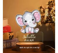 Luce Notturna Bambini Personalizzata - Luce notturna Lampada Animale, Idee Regali Battesimo, Regalo Battesimo Bimbo, Regali Nascita Bimba, Compleanno Regalo Natale per Neonati, Elefante 2