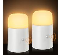 Luce Notturna Batteria, [2 Pezzi] PIR Sensore di Movimento, AUTO/ON/OFF, Lampada da Tavolo Senza Fili per Corridoi e Camere da Letto