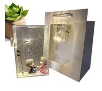 Luce notturna con paesaggio innevato, lanterna con notte innevata - luci natalizie decorative - decorazione da scrivania fatta a mano, lampada di Natale, coppia paesaggio Natale