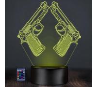 Luce notturna creativa a forma di pistola 3D, alimentata tramite USB, interruttore touch, telecomand