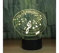 Luce Notturna Creativa, Lampada 3D a Cerchio di Note Musicali Lampada da Notte a LED a 7 Colori per Bambini con Luce a LED