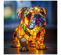 Luce Notturna da Tavolo a Forma di Bulldog Francese in Resina Colorata, Divertente per Gli Amanti dei Cani(#A)