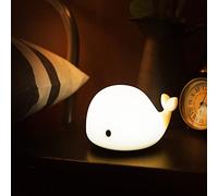 Luce notturna del rubinetto per i bambini e il bambino, luce notturna della balena del LED per la scuola materna, portatile oltre alle lampade, 7 colori, luce di Wally a pile, ricaricabile, morbida