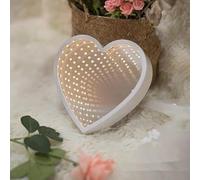 Luce notturna dello specchio 3D, luce infinita del tunnel dello specchio, luce notturna del LED Luce di Natale dello specchio 3D del tunnel dello specchio (Cuore bianco)