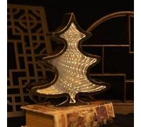 Luce notturna dello specchio 3D, luce infinita del tunnel dello specchio, luce notturna del LED Luce di Natale dello specchio 3D del tunnel dello specchio (Albero di Natale retrò)