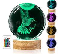 Luce notturna in cristallo Axolotl con incisione laser 3D, 16 colori che cambiano colore, con telecomando, base in legno massello alimentata tramite USB, ideale per regali e decorazioni