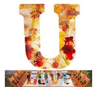 Luce notturna in resina floreale, 26 lettere in resina, luce notturna floreale fatta a mano, per madre moglie, nome personalizzato, lampada creativa con lettera decorativa per feste di compleanno (U)