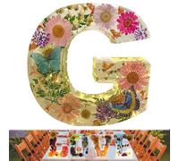 Luce notturna in resina floreale, 26 lettere, luce notturna floreale fatta a mano, per madre moglie, nome personalizzato, lampada creativa per feste di compleanno (G)