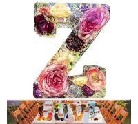 Luce notturna in resina floreale, 26 lettere, luce notturna floreale fatta a mano, per madre moglie, nome personalizzato, lampada creativa per feste di compleanno (Z)