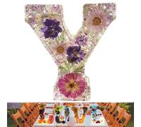 Luce notturna in resina floreale, 26 lettere, luce notturna floreale fatta a mano, per madre moglie, nome personalizzato, lampada creativa per feste di compleanno (Y)