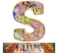 Luce notturna in resina floreale, 26 lettere, luce notturna floreale fatta a mano, per madre moglie, nome personalizzato, lampada creativa per feste di compleanno (S)