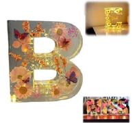 Luce notturna in resina floreale, lettere in resina pressata con fiori secchi a LED, luce notturna, 2024, regalo di compleanno per mamma, moglie, fidanzata, lei (B)