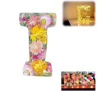 Luce notturna in resina floreale, lettere in resina pressata con fiori secchi a LED, luce notturna, 2024, nuova luce dell'alfabeto, regalo di compleanno per mamma, moglie, fidanzata, lei (I)