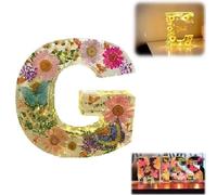 Luce notturna in resina floreale, lettere in resina pressata con fiori secchi a LED, luce notturna, 2024, regalo di compleanno per mamma, moglie, fidanzata, lei (G)