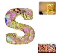 Luce notturna in resina floreale, lettere in resina pressata con fiori secchi a LED, luce notturna, 2024, regalo di compleanno per mamma, moglie, fidanzata, lei (S)