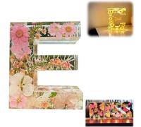 Luce notturna in resina floreale, lettere in resina pressata con fiori secchi a LED, luce notturna, 2024, regalo di compleanno per mamma, moglie, fidanzata, lei (E)