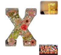 Luce notturna in resina floreale, lettere in resina pressata con fiori secchi a LED, luce notturna, 2024, regalo di compleanno per mamma, moglie, fidanzata, lei (X)