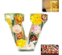 Luce notturna in resina floreale, lettere in resina pressata con fiori secchi a LED, luce notturna, 2024, regalo di compleanno per mamma, moglie, fidanzata, lei (V)