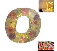 Luce notturna in resina floreale, lettere in resina pressata con fiori secchi a LED, luce notturna, 2024, nuova luce dell'alfabeto, regalo di compleanno per mamma, moglie, fidanzata, lei (O)