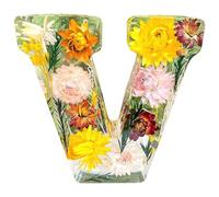 Luce notturna in resina floreale, luce notturna a forma di lettera, creativa lampada da tavolo per mamma, moglie, regalo di compleanno per lei, festa della mamma (V)