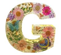 Luce notturna in resina floreale, luce notturna a forma di lettera, creativa lampada da tavolo per mamma, moglie, regalo di compleanno per lei, festa della mamma (G)