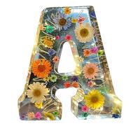 Luce notturna in resina floreale, luce notturna a forma di lettera, creativa lampada da tavolo per mamma, moglie, regalo di compleanno per lei, festa della mamma (A)