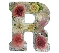 Luce notturna in resina floreale, luce notturna a forma di lettera, lampada da tavolo creativa per mamma, moglie, regalo di compleanno per lei, festa della mamma (R)