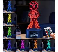 LUCE NOTTURNA LED DISNEY SPIDERMAN USB E BATTERIA, 16 MODALITÀ DI ILLUMINAZIONE