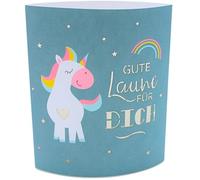 Luce notturna - Luce notturna - Luce d'atmosfera - Luce decorativa in verde scuro con timer, funzionamento a batteria, motivo: unicorno, buon umore per te - L x P 13 x 5 x 16 cm.