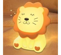 Luce notturna per bambini, 7 colori, luce notturna in silicone morbido per bambini con 3 livelli dimmerabili, ricaricabile, antiriflesso, morbida e carina, a forma di leone, lampada da comodino touch