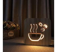 Luce Notturna per Bambini, Luce Notturna a LED con Motivo Intagliato in Legno 3D per Tavolo da scrivania con Decorazione Domestica alimentata Tramite USB(Color:D)