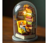 Luce notturna per lettori, luce notturna creativa a forma di uomo, piccola luce per libreria, statua di libreria, mini sculture per lettori, bibliotecari, topi di biblioteca, insegnanti, autori