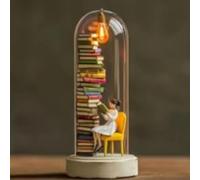 Luce notturna per lettori, luce notturna creativa a forma di uomo, piccola luce per libreria, statua di libreria, mini sculture per lettori, bibliotecari, topi di biblioteca, insegnanti, autori