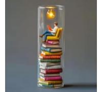 Luce notturna per lettori, luce notturna creativa a forma di uomo, piccola luce per libreria, statua di libreria, mini sculture per lettori, bibliotecari, topi di biblioteca, insegnanti, autori