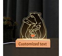 Luce Notturna Personalizzata Acrilico LED, Lampada Da Scrivania USB Con Nome E Testo Personalizzabili, Decorazione Casa Motivo Orso Camera Letto/Dormitorio, Regalo Personalizzato Ragazze/Ragazzi