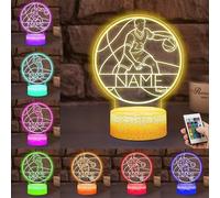 Luce notturna personalizzata con nome e numero personalizzati, lampada a LED per giocatori di basket, diversi colori che cambiano, decorazione sportiva per camera da letto, regali di compleanno di