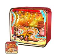 Luce notturna Puzzle in legno, Puzzle in legno con luce notturna | Lampada da tavolo di Capodanno - Luce LED di danza del drago, lampada da scrivania artistica per adulti e