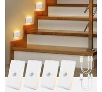 Luce Notturna Sensore di Movimento, 3 Modalità AUTO ON/OFF Lampada LED Ricaricabile, Luci Batteria Dimmerabile Bianco Caldo/Naturale/Freddo, Lucina Notte Bambini per Armadi, Scale, Corridoio, 4 Pezzi