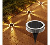 Luce notturna solare da 4 pezzi, lampada sotterranea esterna impermeabile, 360 ° Luci da pavimento a LED per decorazioni da giardino, cortile, prato, balcone