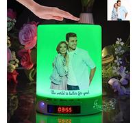 Luce notturna touch, Lampada da comodino con altoparlante Bluetooth con foto personalizzata e porta di ricarica USB veloce, Luce RGB bianca calda regolabile per camera da letto/campeggio all'aperto