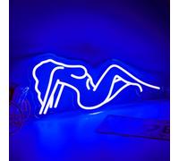Luce notturne al neon, neon sexy donna logo, 9,4 pollici x 19,7 pollici, parete decorazione, casa camera da letto bar festa decorazione (bleu)