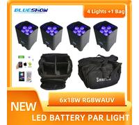 Luce Par a batteria wireless da 4 pezzi con borsa 6x18W RGBWAUV 6IN1 Luce ad effetto scenico Par LED portatile remota